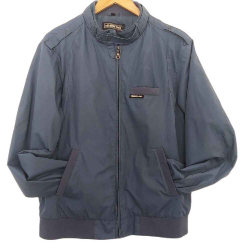 Vintage 80s Members Only Racer Windbreaker Bomber Jacket Mens Size L Large Blue